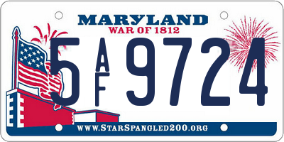 MD license plate 5AF9724