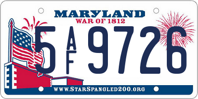 MD license plate 5AF9726