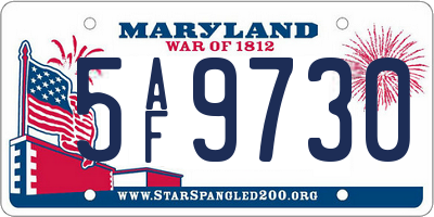 MD license plate 5AF9730