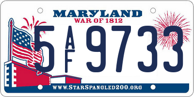 MD license plate 5AF9733