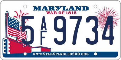 MD license plate 5AF9734