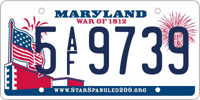 MD license plate 5AF9739