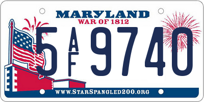 MD license plate 5AF9740
