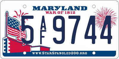 MD license plate 5AF9744