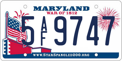 MD license plate 5AF9747