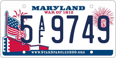 MD license plate 5AF9749