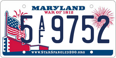 MD license plate 5AF9752