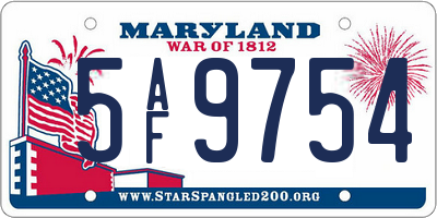 MD license plate 5AF9754