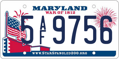MD license plate 5AF9756