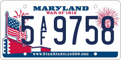 MD license plate 5AF9758