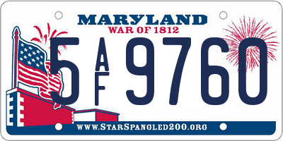 MD license plate 5AF9760