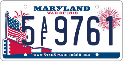 MD license plate 5AF9761