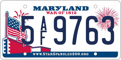MD license plate 5AF9763