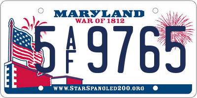 MD license plate 5AF9765
