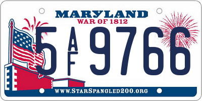 MD license plate 5AF9766