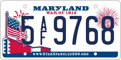MD license plate 5AF9768