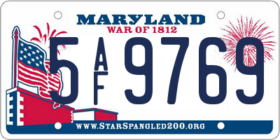 MD license plate 5AF9769
