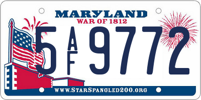 MD license plate 5AF9772