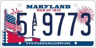 MD license plate 5AF9773