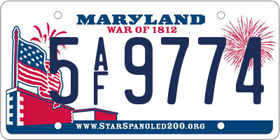MD license plate 5AF9774