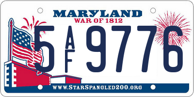 MD license plate 5AF9776