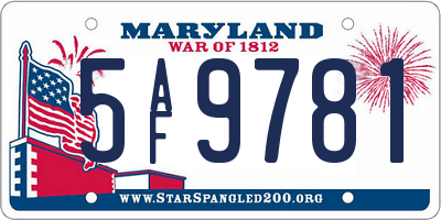 MD license plate 5AF9781