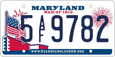 MD license plate 5AF9782
