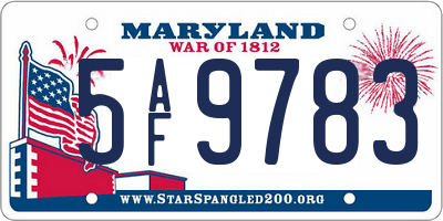 MD license plate 5AF9783