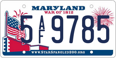 MD license plate 5AF9785