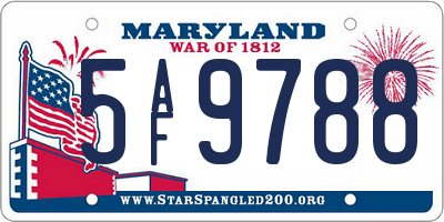 MD license plate 5AF9788