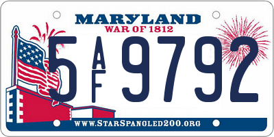 MD license plate 5AF9792