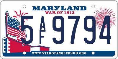 MD license plate 5AF9794