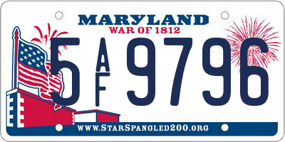 MD license plate 5AF9796