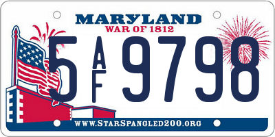 MD license plate 5AF9798