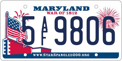 MD license plate 5AF9806