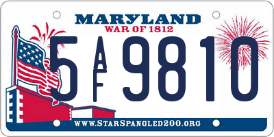 MD license plate 5AF9810