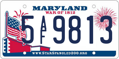 MD license plate 5AF9813