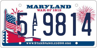 MD license plate 5AF9814