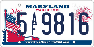 MD license plate 5AF9816