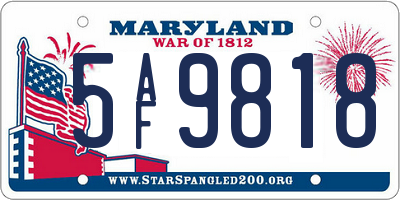 MD license plate 5AF9818