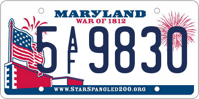 MD license plate 5AF9830