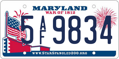 MD license plate 5AF9834