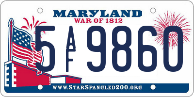 MD license plate 5AF9860