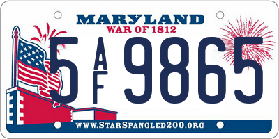 MD license plate 5AF9865