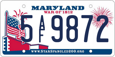 MD license plate 5AF9872