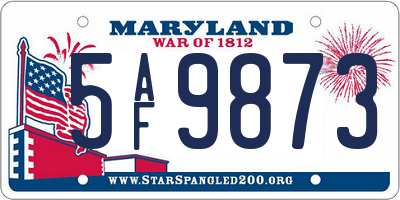 MD license plate 5AF9873