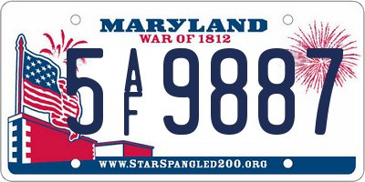 MD license plate 5AF9887