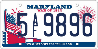 MD license plate 5AF9896