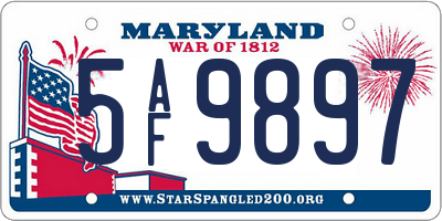 MD license plate 5AF9897