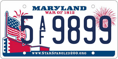 MD license plate 5AF9899
